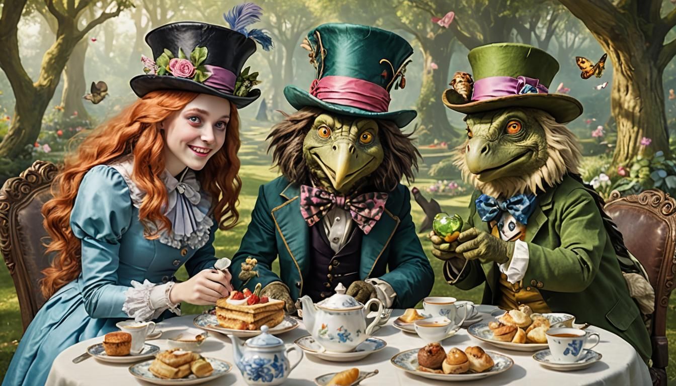Alice's Whimsical Tea Party with Mad Hatter