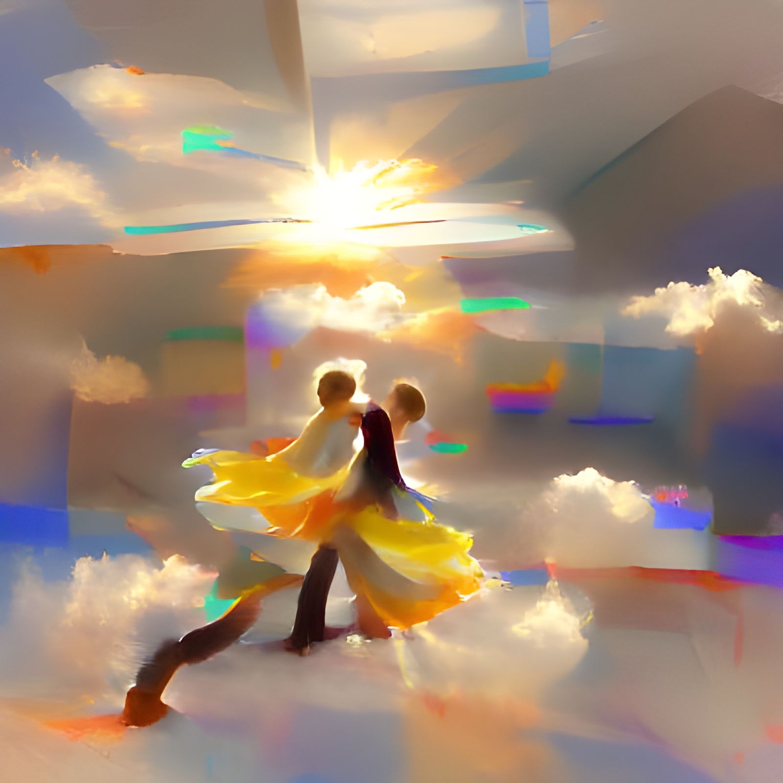 Heavenly Sunshine Beams Through Clouds