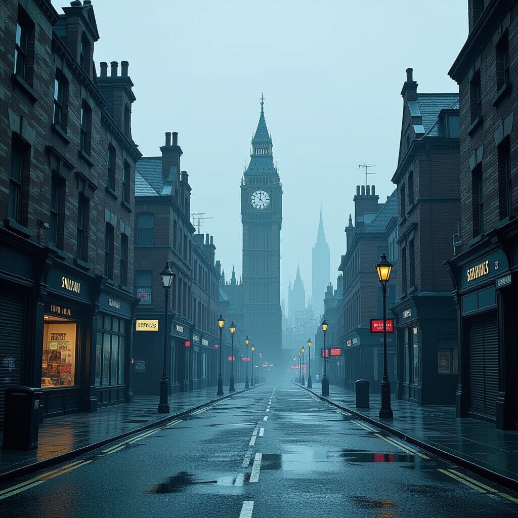 Desolate London Streets in Post-Apocalyptic Style