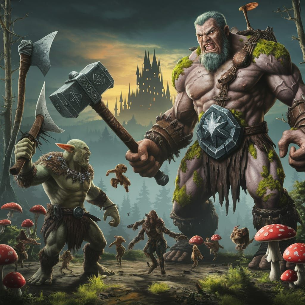 Epic Dark Forest Battle in Mythic Style