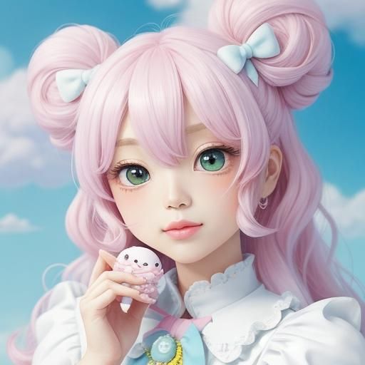 Kawaii Baby Spider on Cloud in Pastel Art