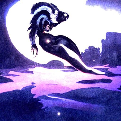 Moonlit Skunk Woman Concept Art
