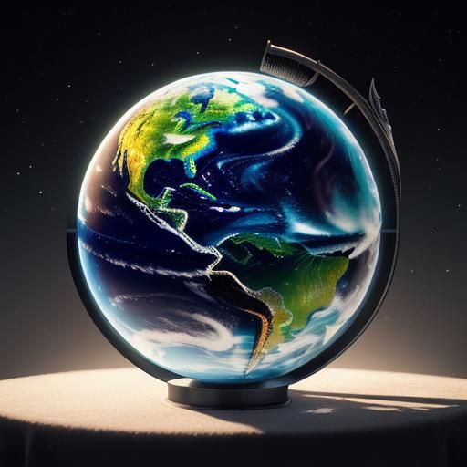 Cosmic Unicorn Inside Shimmering World Globe