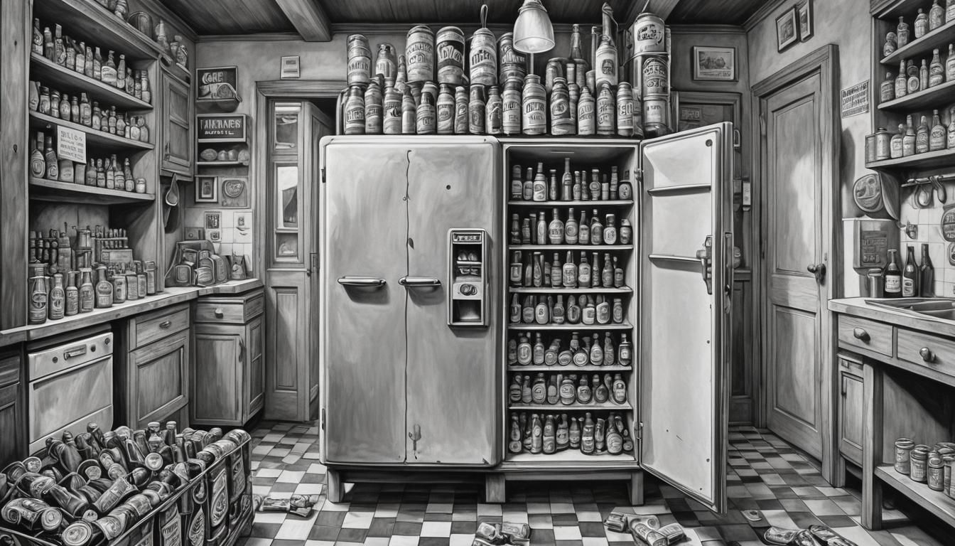 Escher-Inspired Beer Fridge in Black and White