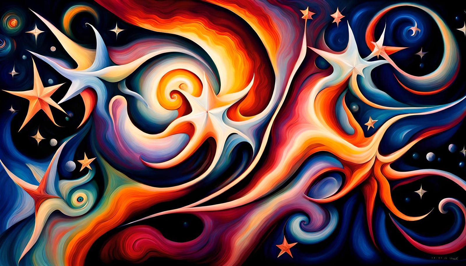 Swirling Star Cluster in Dreamy Impasto Oil Style