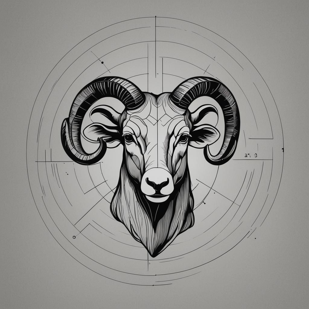 Aries Symbol in Geometric Bauhaus Pop Art