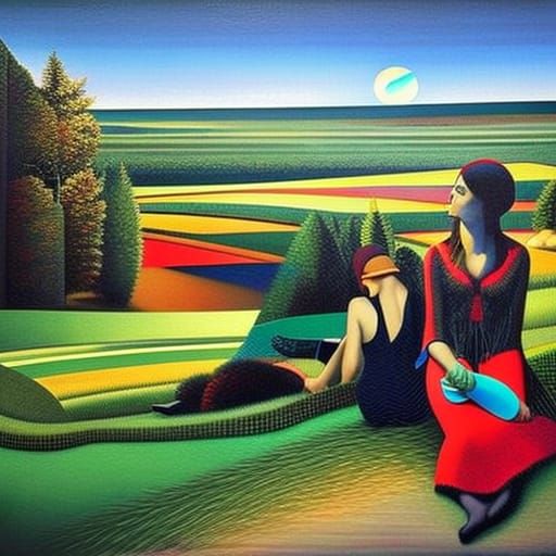 Surreal Picnic in Expressionist Style