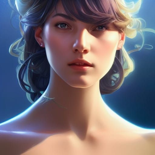Hyperdetailed Portrait of Sapphire Girl in Splash Art Style