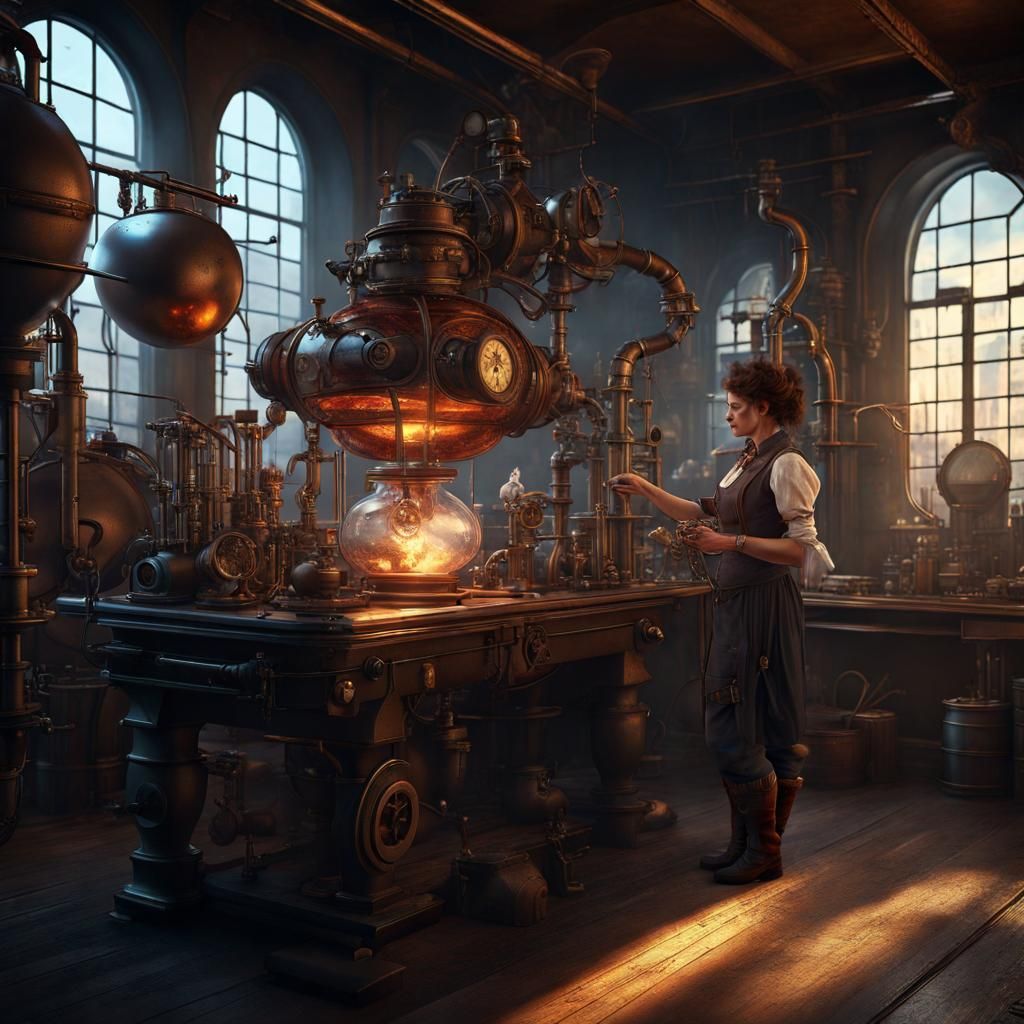 Steampunk Glassblower in Detailed Matte Painting