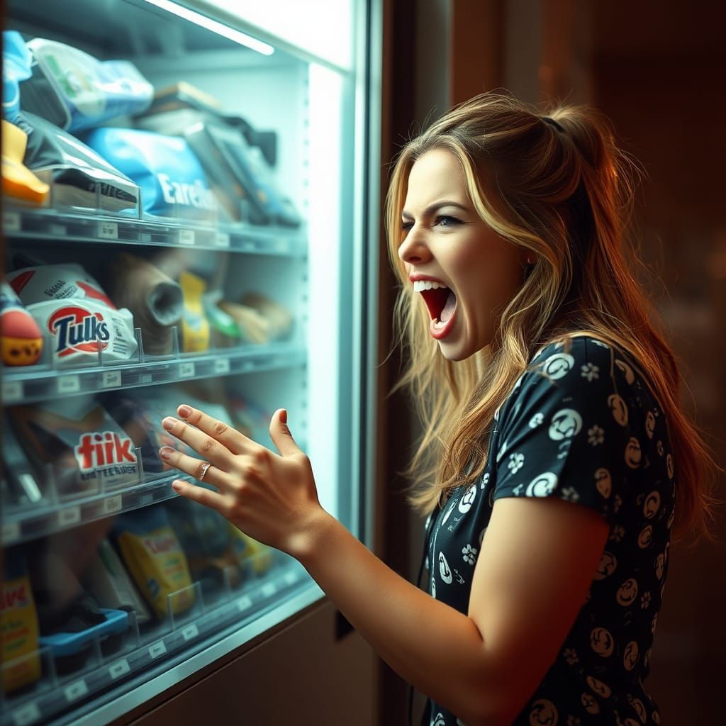 Woman Angrily Confronts Vending Machine