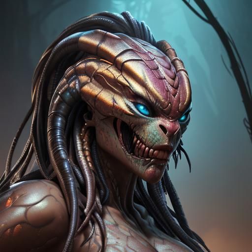 Hyperrealistic Female Predator Concept Art