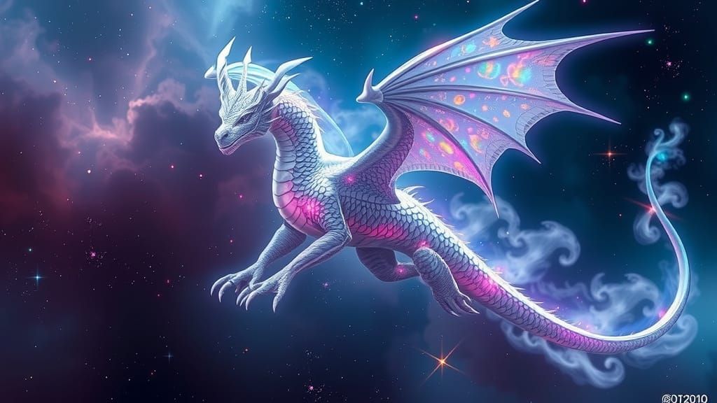 Cosmic Goddess Unveiled in Vibrant Nebula Hologram