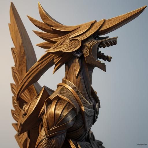 Fantasy Wooden Statue in Anime Style 3D Art