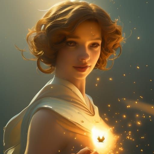 Sofia Catches Golden Snitch: Art Nouveau Portrait
