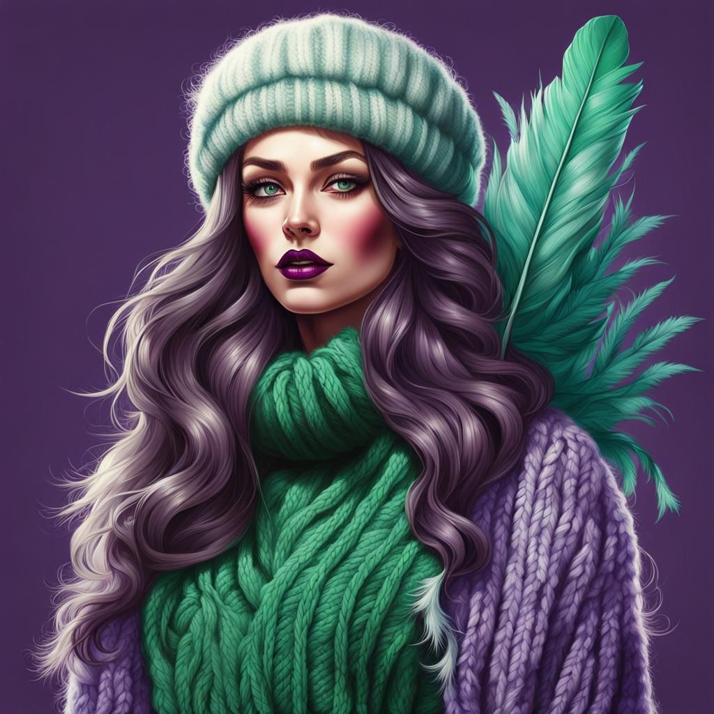 Vintage Winter Pin-Up with Feather Mask in Ultra HD