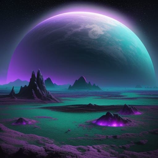 Mysterious Planet in Vibrant Oil Painting