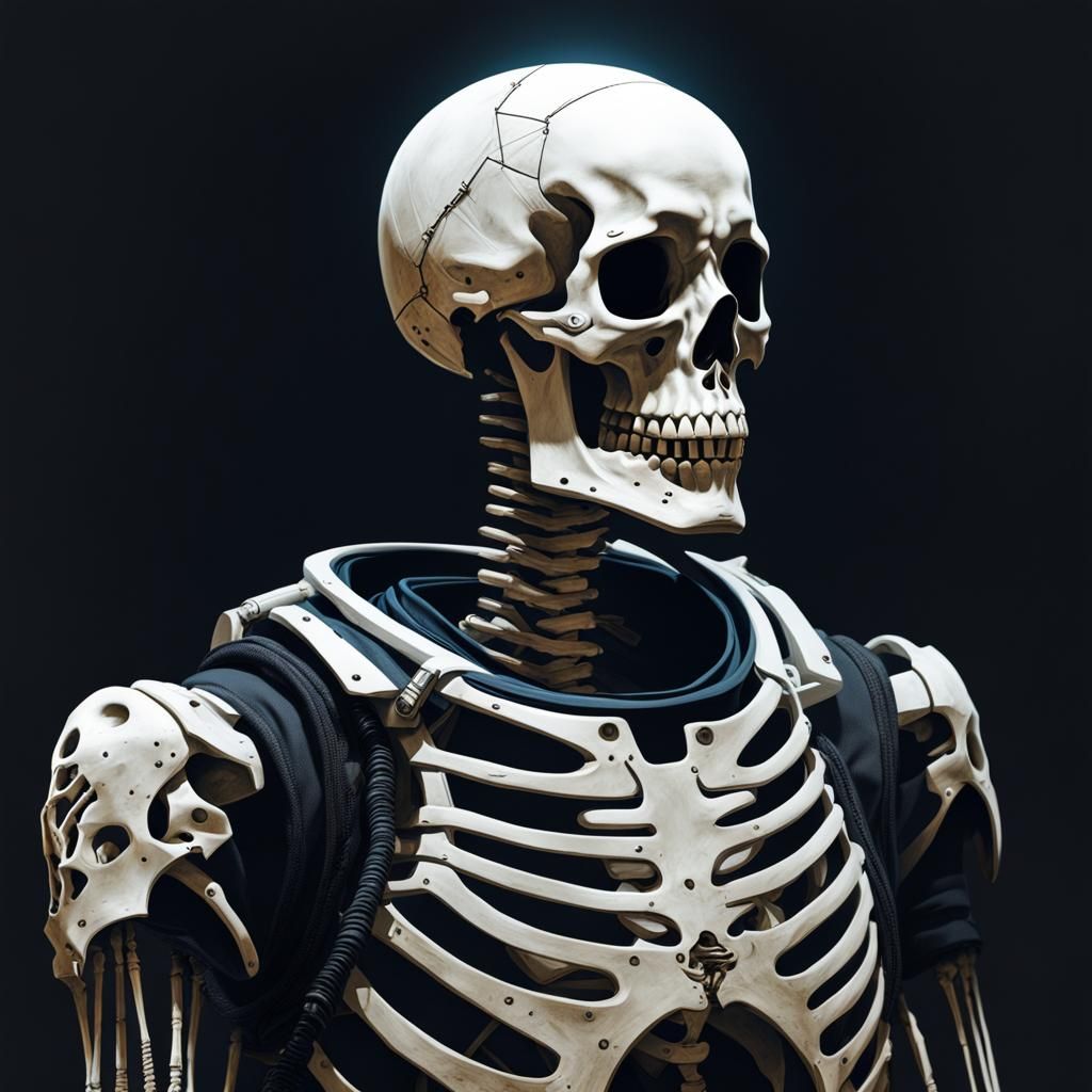 Sinister Astronaut Skeleton: Macabre Horror Art