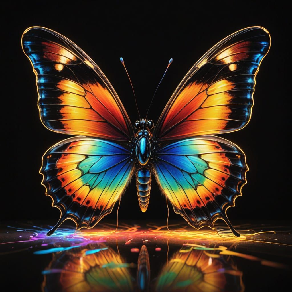 Detailed butterfly, Multicolored light painting