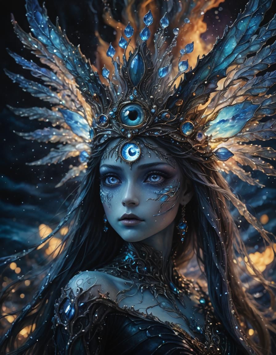 Magical Seascape Reflected in Light Blue Eye