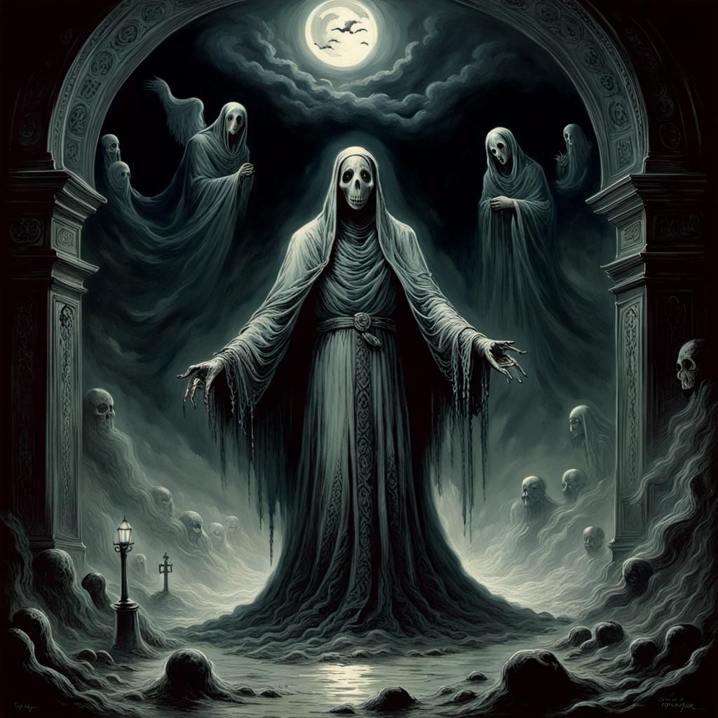 Ethereal Ghost in Gothic Horror Style