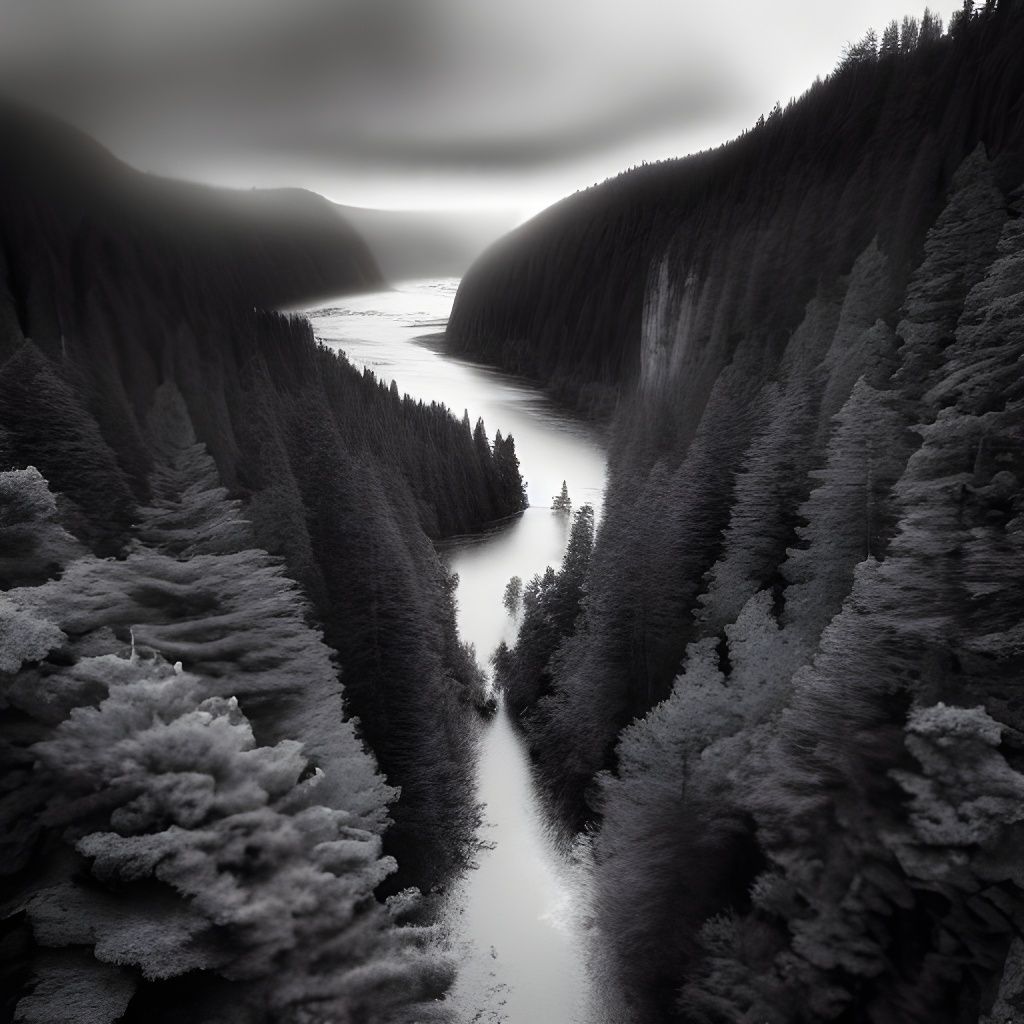 Titanic Black Waterfall Under Lightning Sky