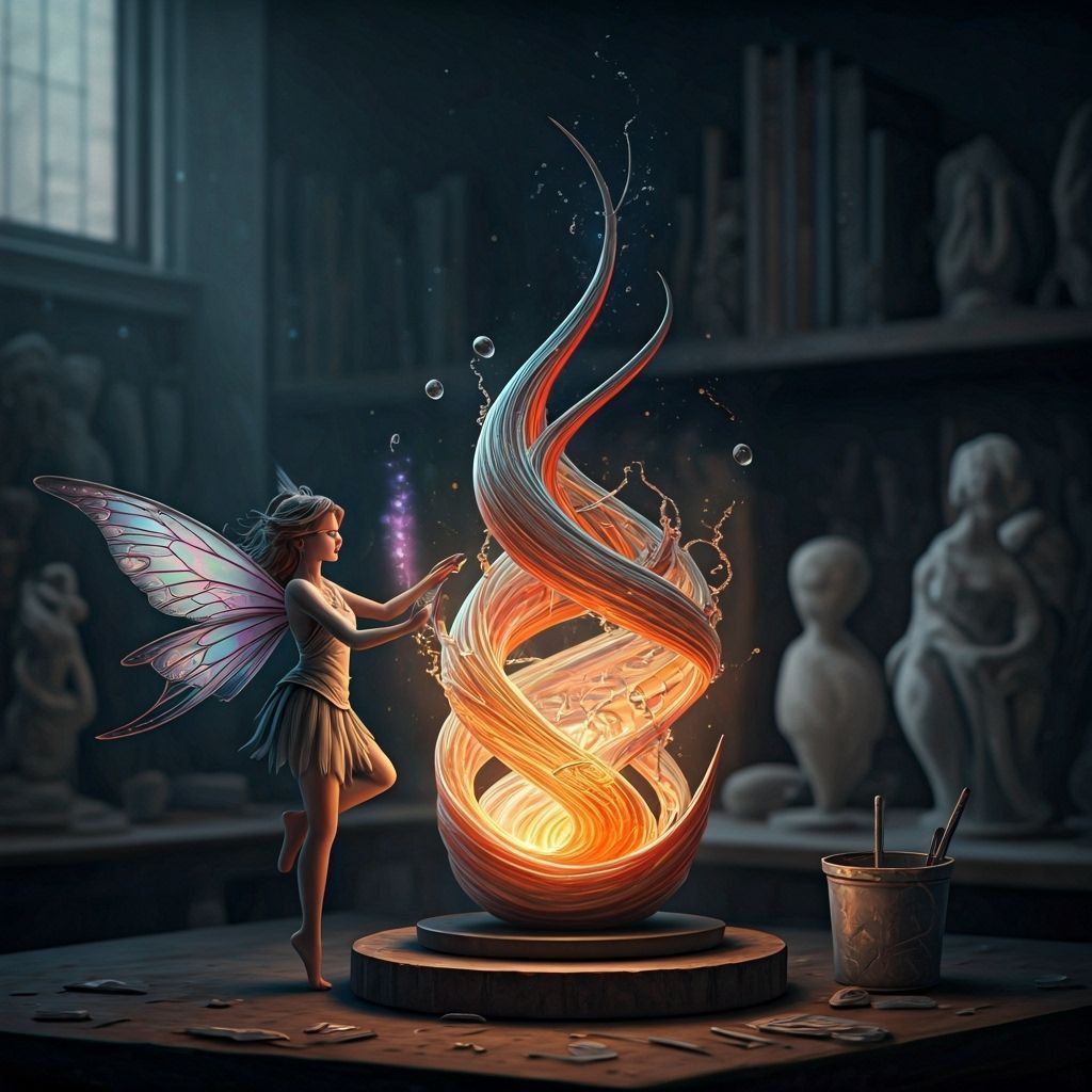 Fairy Weaves Molten Glass Sculpture With Magic