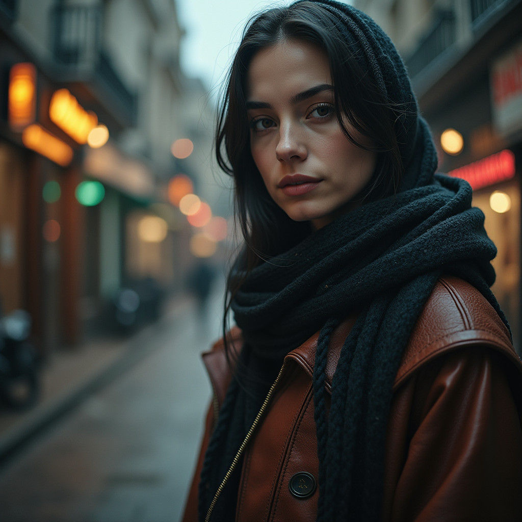 Cyberpunk Rooster in Dystopian Future Street