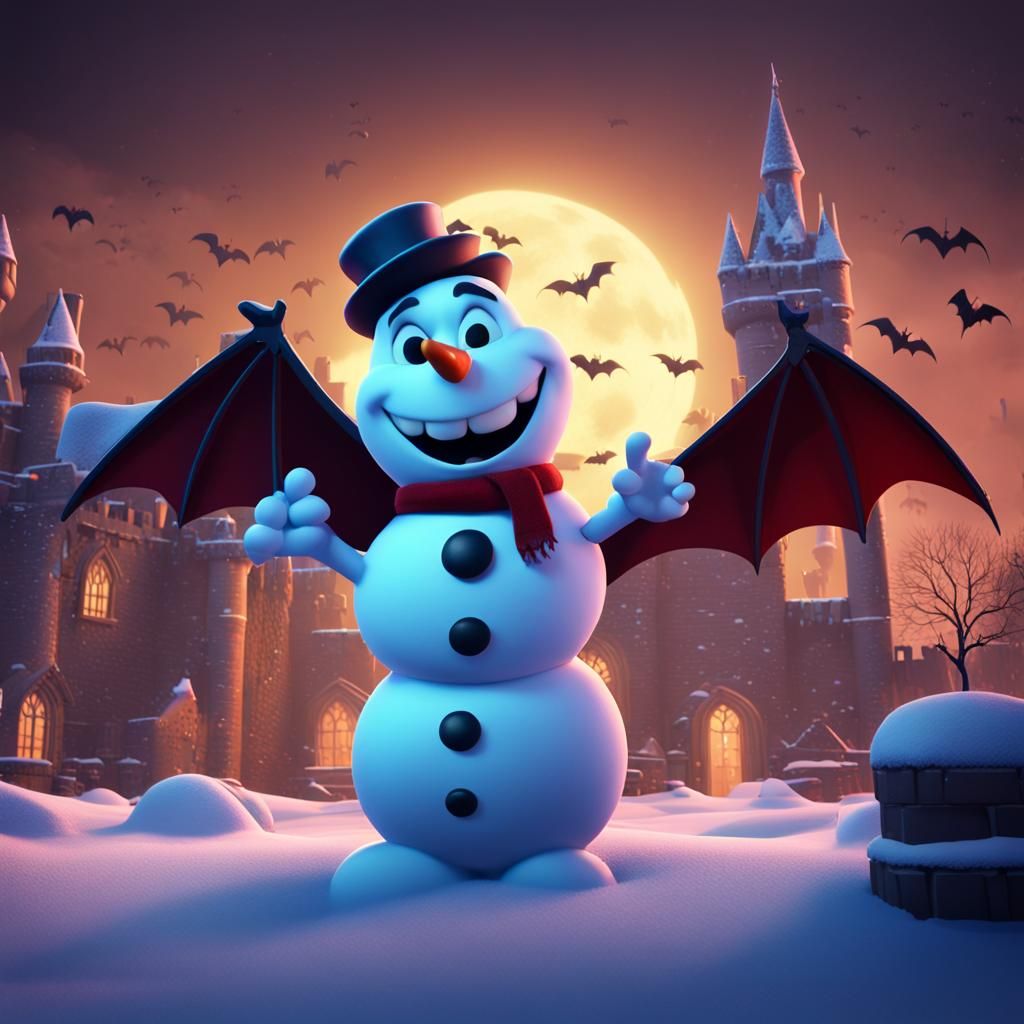 Frosty the Vampire Snowman: 3D Digital Art