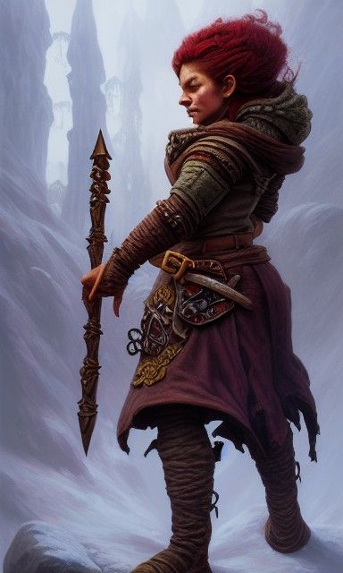 Halfling Rogue Portrait in Detailed Matte Painting Style