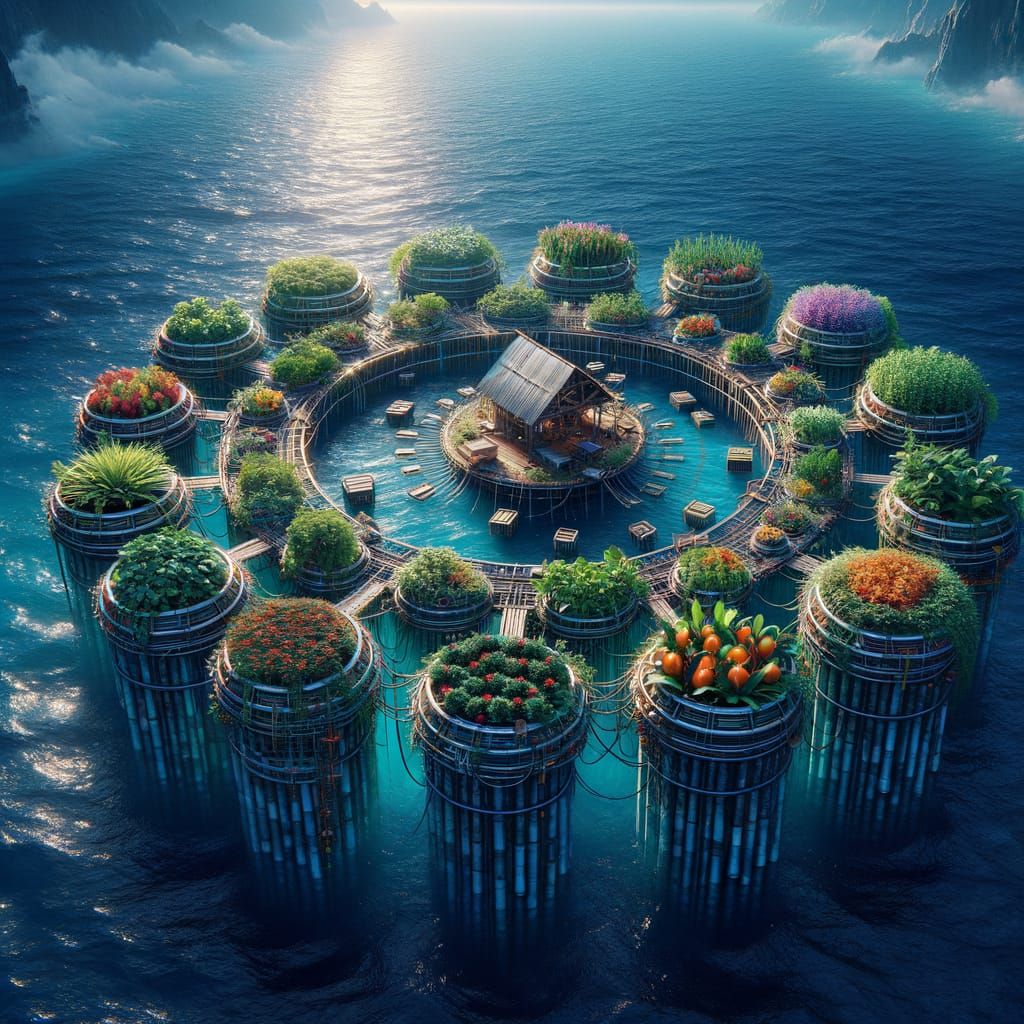 Floating Agricultural Paradise on Deep Blue Sea