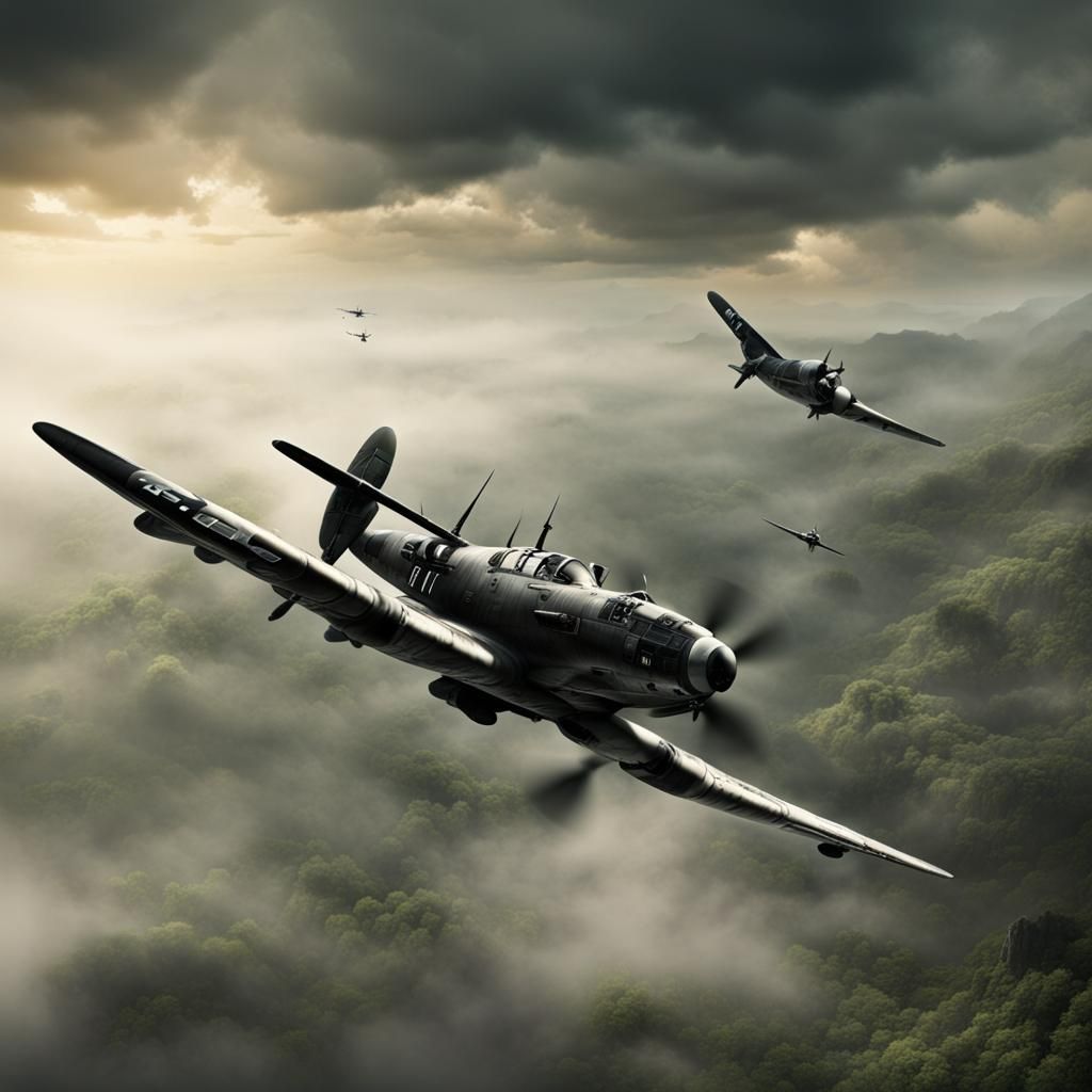 Messerschmitt Bf 110 in Flight: Digital Matte Painting