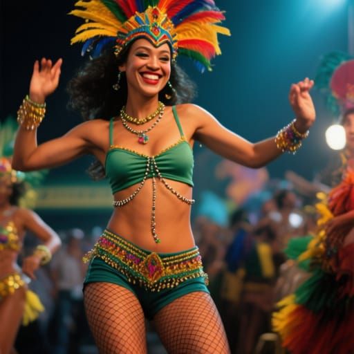 Radiant Brazilian Carnival Dancer in Film Style