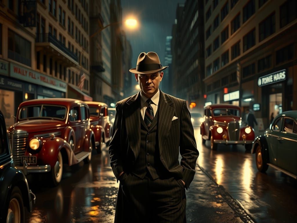 Gritty Chicago Street Scene at Night