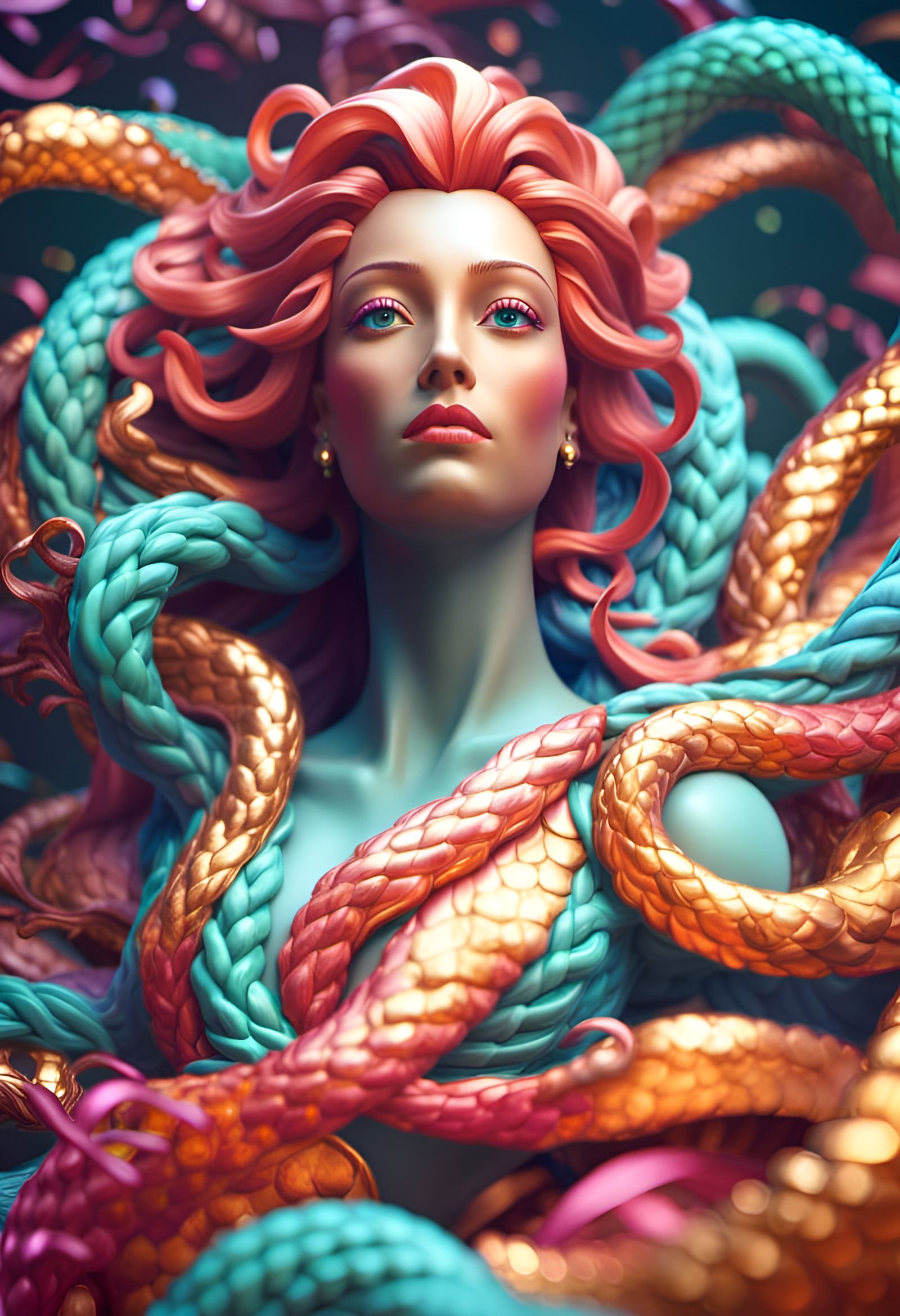 Intricate 8K Portrait of Beautiful Medusa