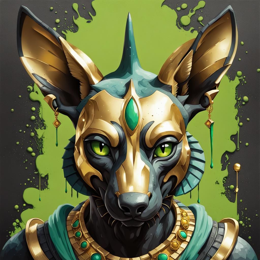 Anubis Yoshi in Graffiti Street Art Style