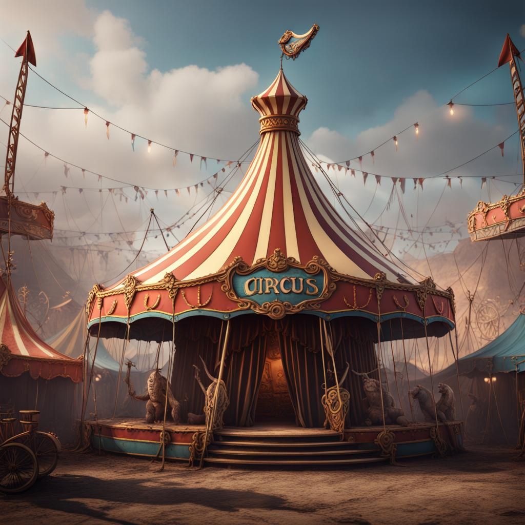Fantastical Circus Scene in Detailed Matte Painting