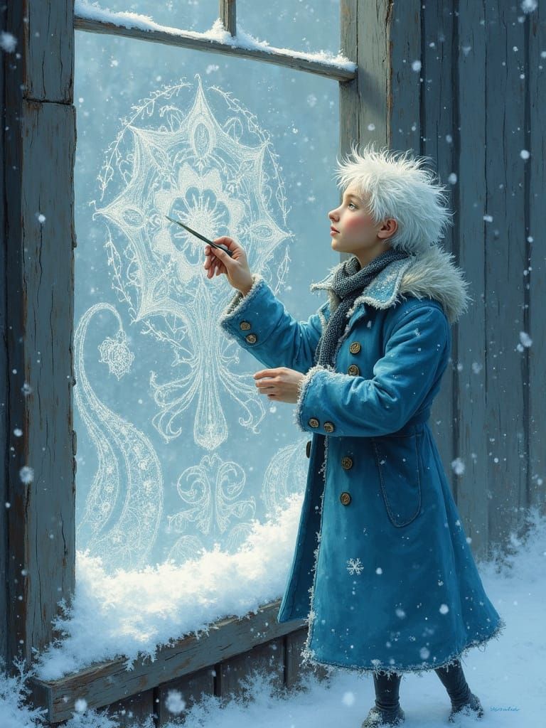 Winter Wonderland Drawing in Icy Blue Coat