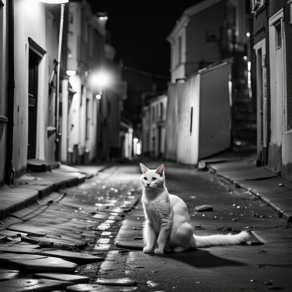 Cat Walks Ghostly Street