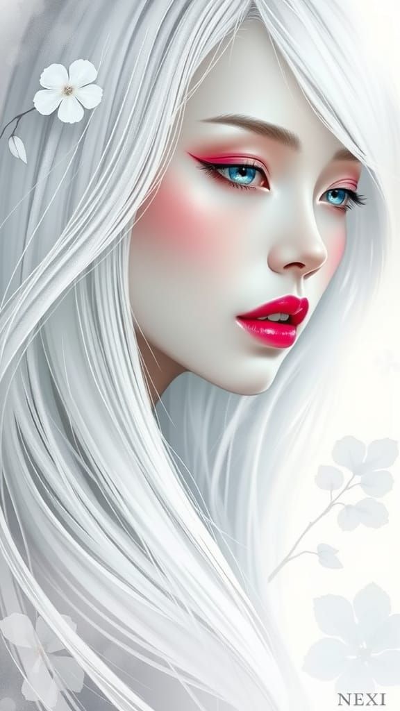 Ethereal Woman Portrait in Spectral Sketch Style