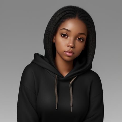 Photorealistic Mockup of Woman in Black Hoodie