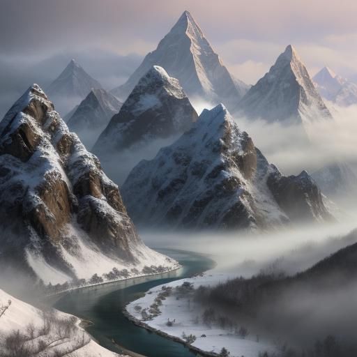 Majestic Nepalese Mountains in Digital Matte Painting