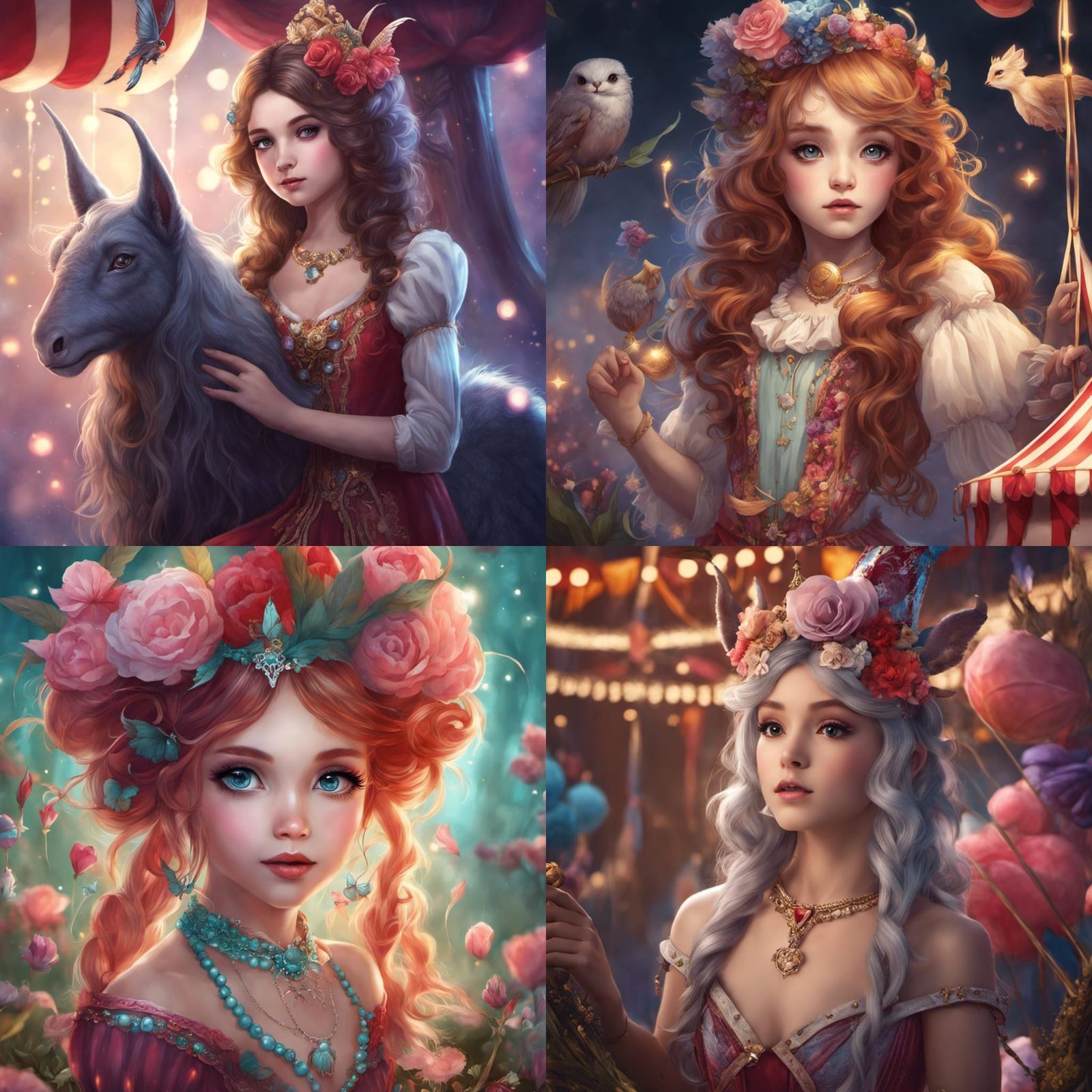 Cute Mythical Circus Girl in Dreamlike Fantasy