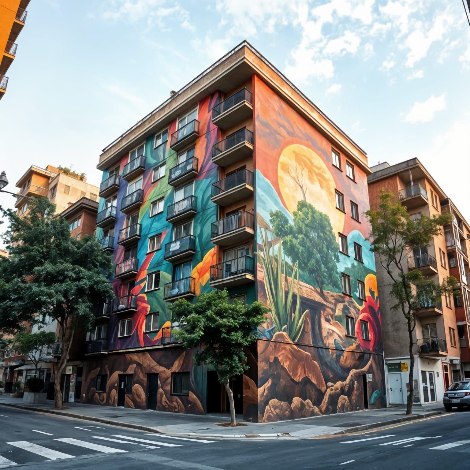 Street Art Mural Creates Optical Illusion