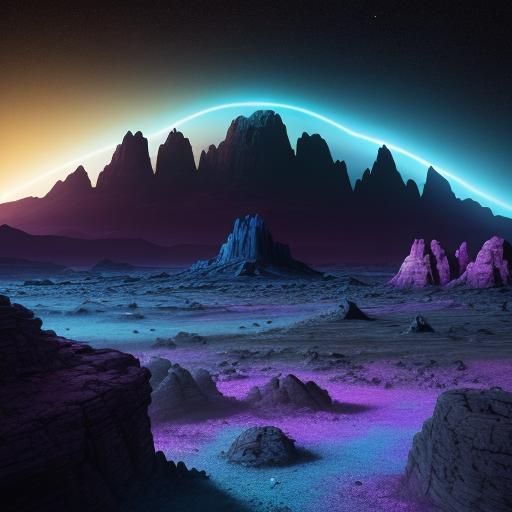 Alien Explorer on Rocky Planet: Digital Concept Art