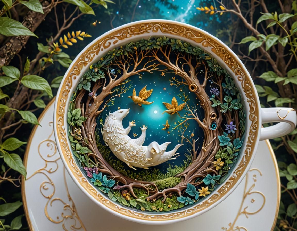 Celestial Woodland Fantasy in Teacup