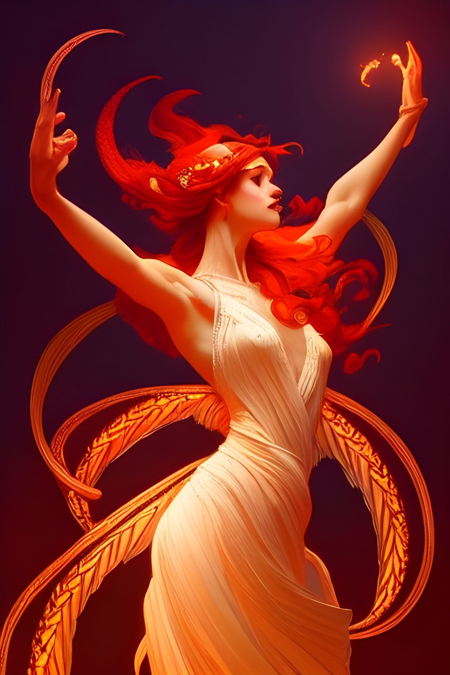 Elegant Dancing Flames Digital Painting