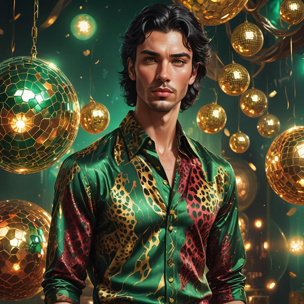 Handsome Man in Cheetah Shirt: Fantasy Portrait
