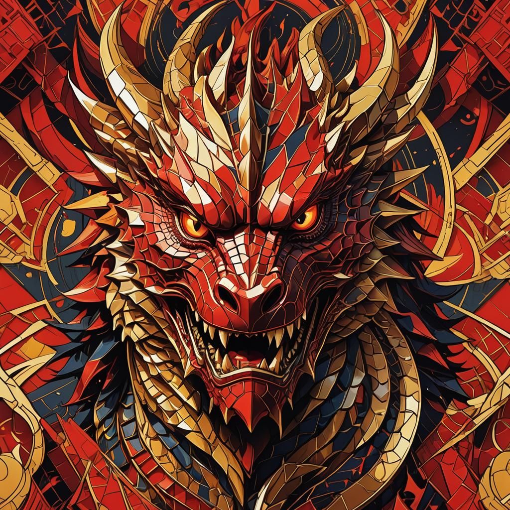 Dragon Spewing Fire in Pop Art Style