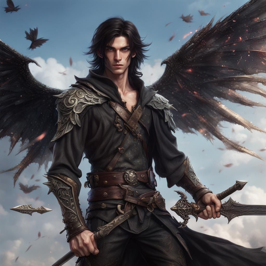 Fantasy Male Faerie with Sword Digital Painting