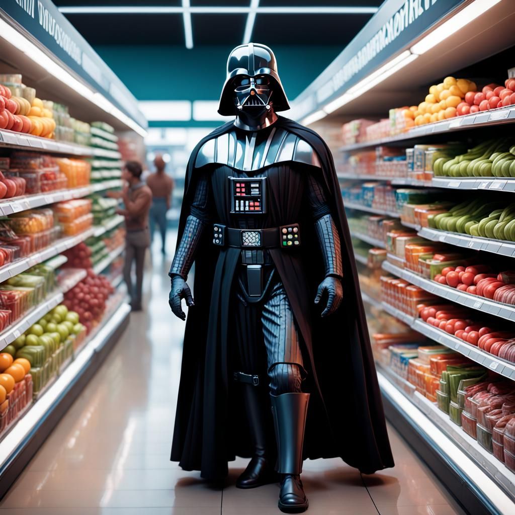 Darth Vader Buys Groceries: Hyperdetailed Portrait